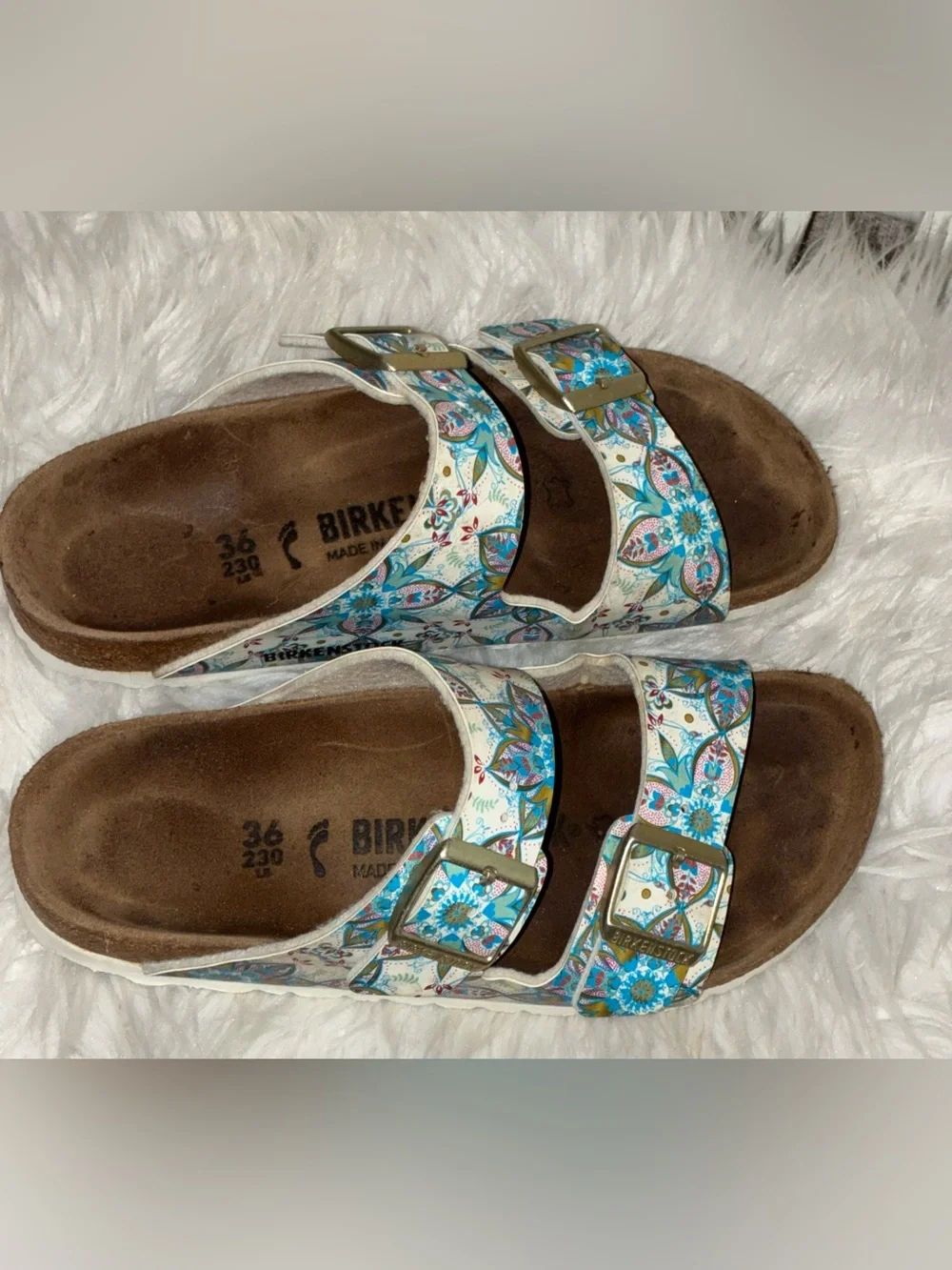 Birkenstock Flor Boho Flowers White Sz 36